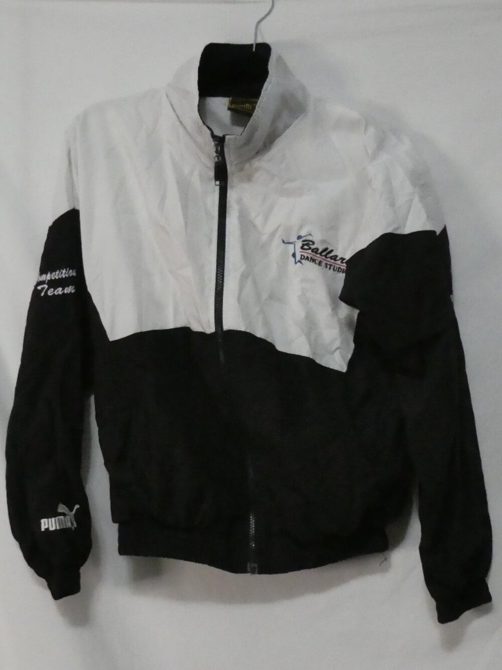 PUMA Black White Ballare Dance Studio Full Zip Windbreaker Jacket - Youth Large